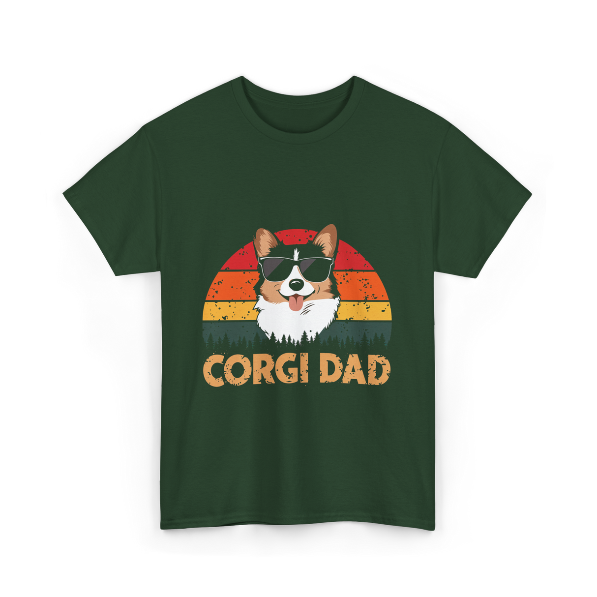 Corgi Dad Corgi Dog T-Shirt - Forest Green