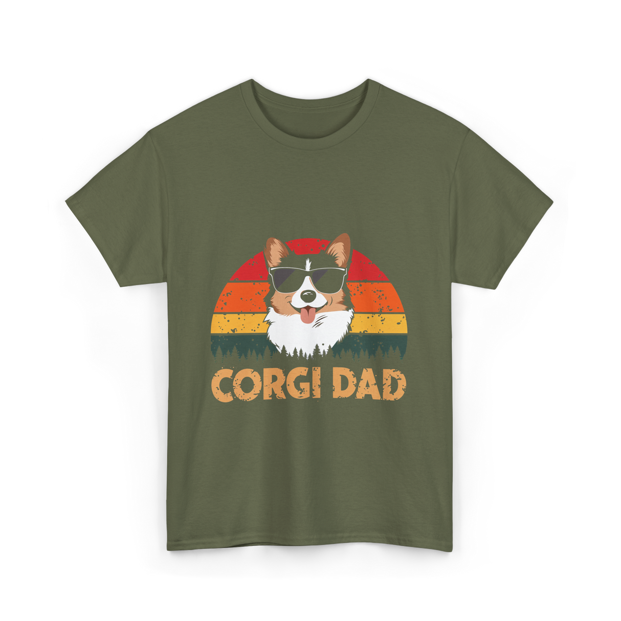 Corgi Dad Corgi Dog T-Shirt - Military Green