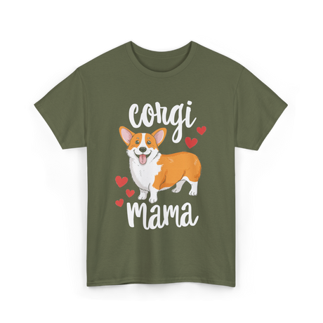 Corgi Mama Corgi Dog T-Shirt - Military Green