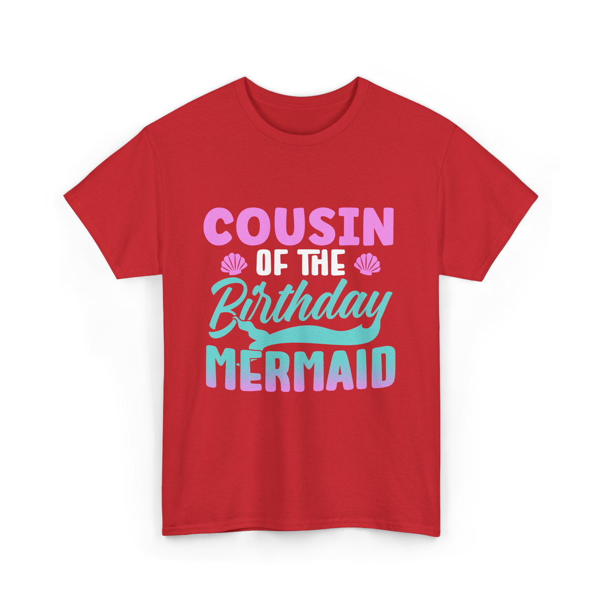 Cousin Mermaid Party T-Shirt - Red