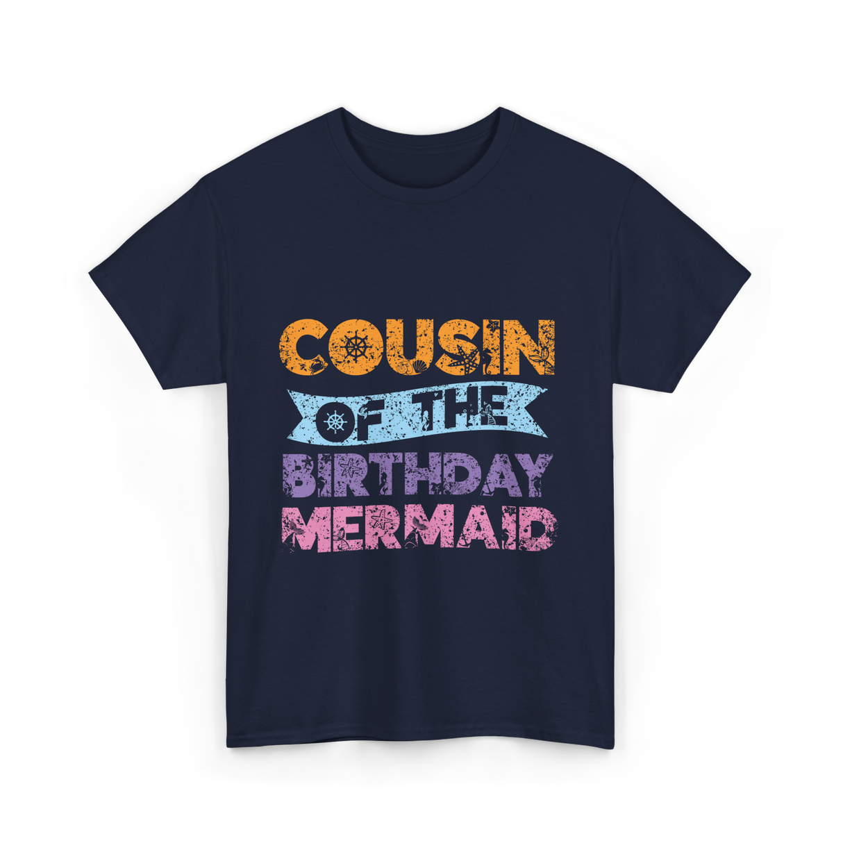 Cousin of the Birthday Mermaid T-Shirt - Navy