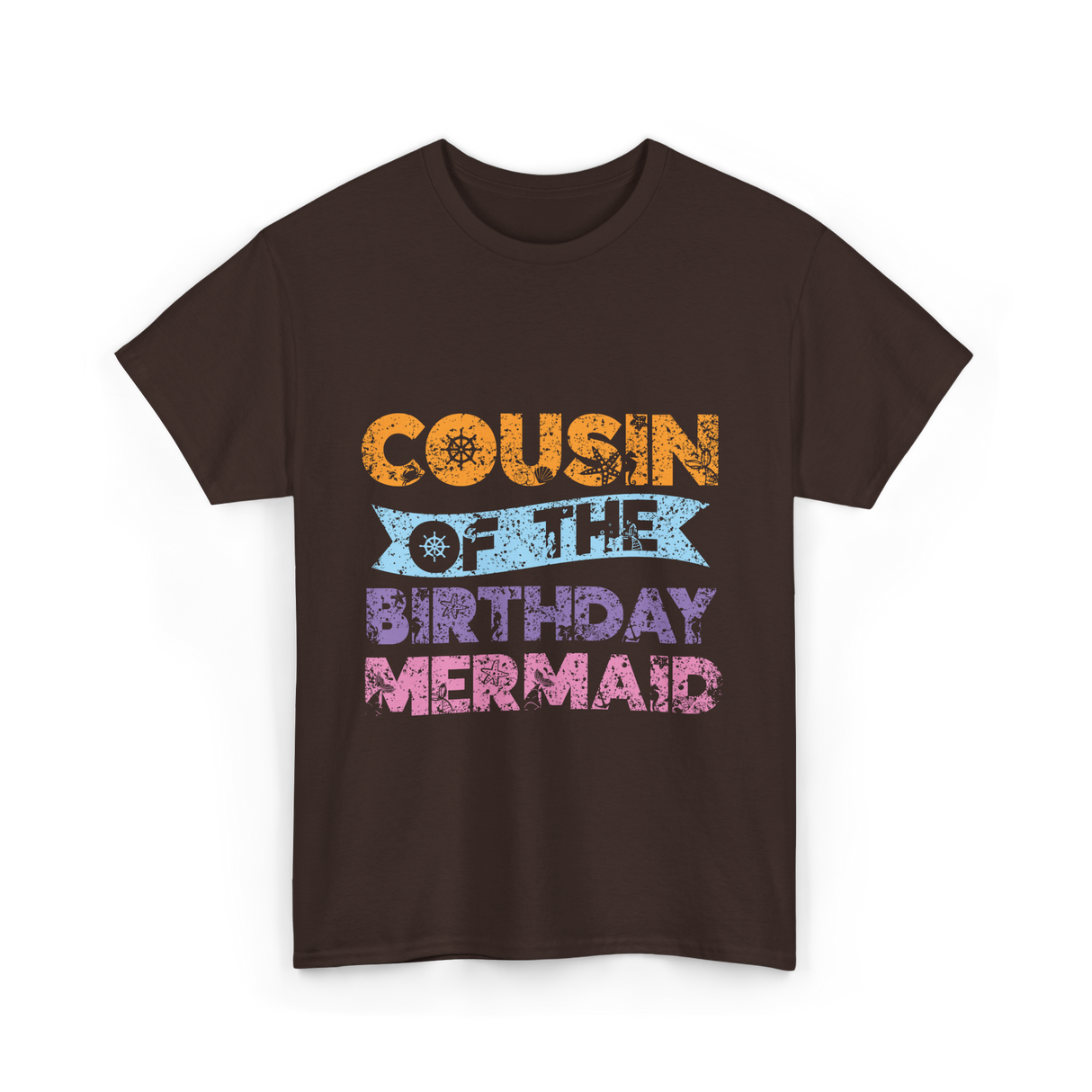 Cousin of the Birthday Mermaid T-Shirt - Dark Chocolate