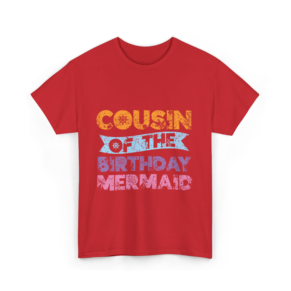 Cousin of the Birthday Mermaid T-Shirt - Red