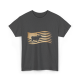 Cow American Flag Vintage Look T-Shirt - Dark Heather