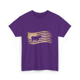 Cow American Flag Vintage Look T-Shirt - Purple