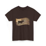 Cow American Flag Vintage Look T-Shirt - Dark Chocolate