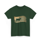 Cow American Flag Vintage Look T-Shirt - Forest Green