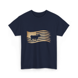 Cow American Flag Vintage Look T-Shirt - Navy
