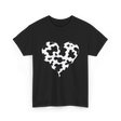 Cow Print Love Heart Design T-Shirt - Black