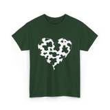 Cow Print Love Heart Design T-Shirt - Forest Green