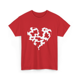 Cow Print Love Heart Design T-Shirt - Red