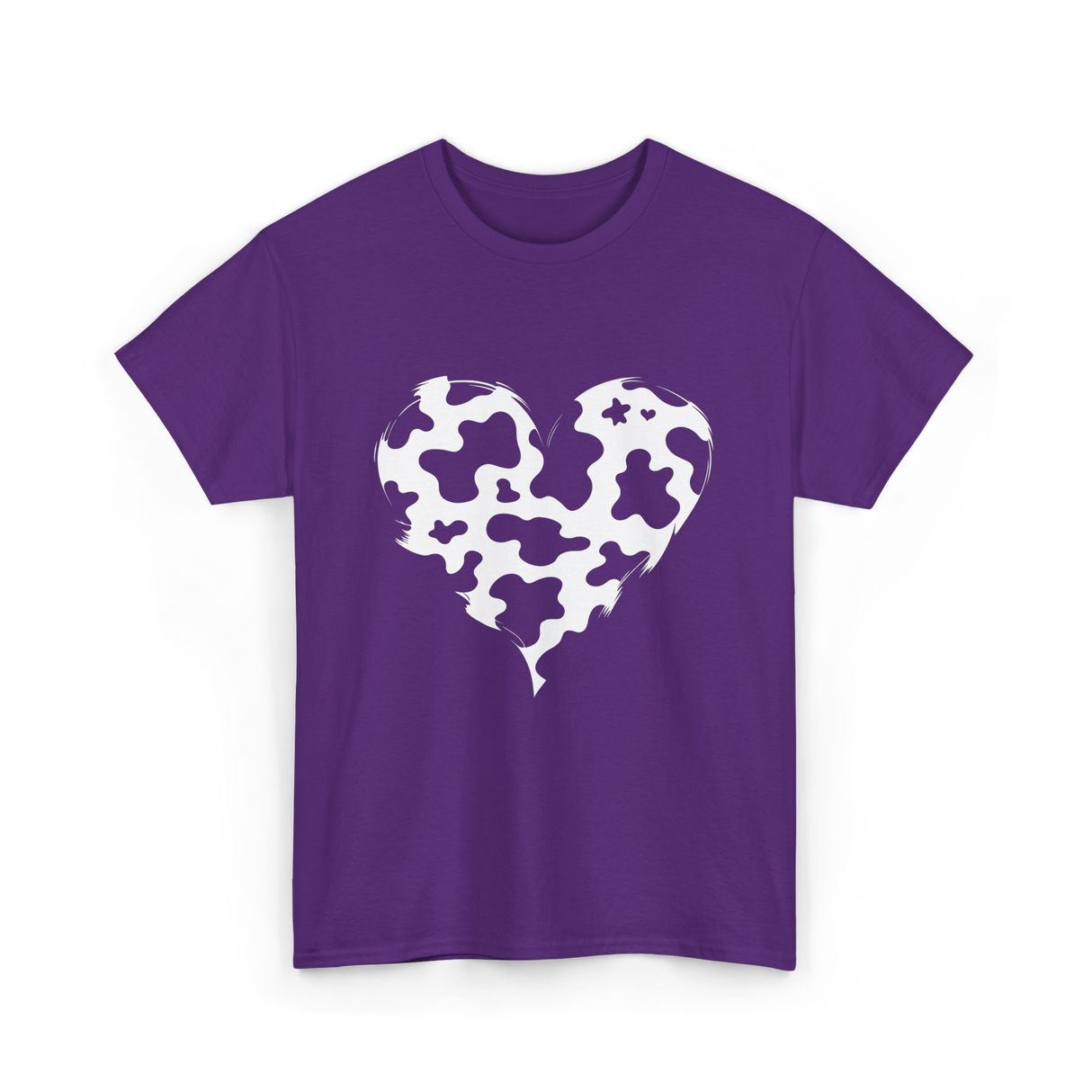 Cow Print Love Heart Design T-Shirt - Purple