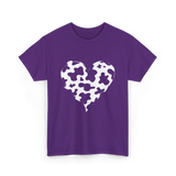 Cow Print Love Heart Design T-Shirt - Purple