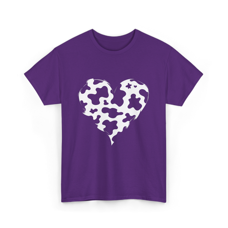 Cow Print Love Heart Design T-Shirt - Purple