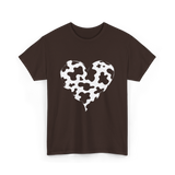 Cow Print Love Heart Design T-Shirt - Dark Chocolate