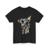 Cow with Lights Christmas T-Shirt - Black