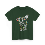 Cow with Lights Christmas T-Shirt - Forest Green