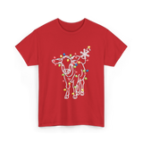 Cow with Lights Christmas T-Shirt - Red