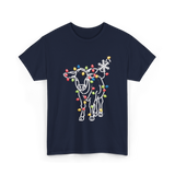 Cow with Lights Christmas T-Shirt - Navy