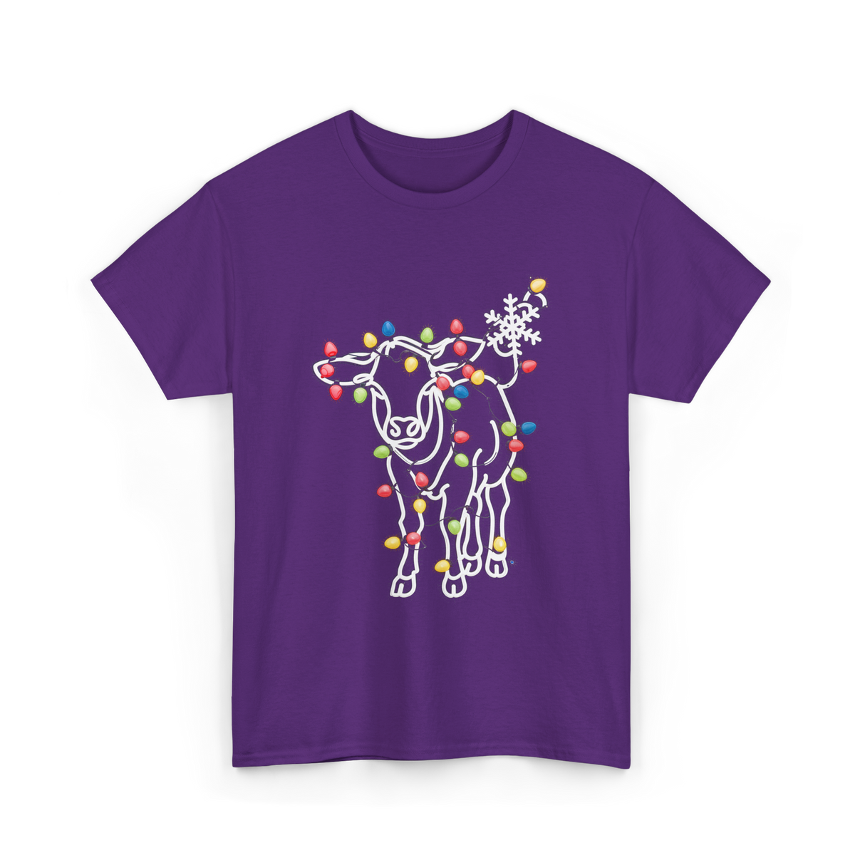 Cow with Lights Christmas T-Shirt - Purple