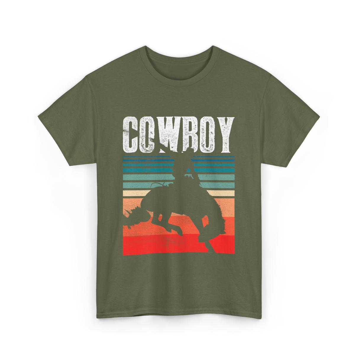 Cowboy Cowboying Western Rodeo T-Shirt - Military Green