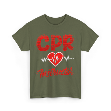 CPR Instructor Heart T-Shirt - Military Green