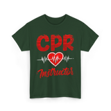 CPR Instructor Heart T-Shirt - Forest Green