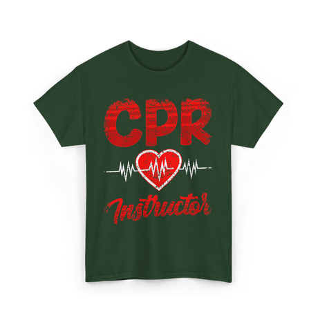 CPR Instructor Heart T-Shirt - Forest Green