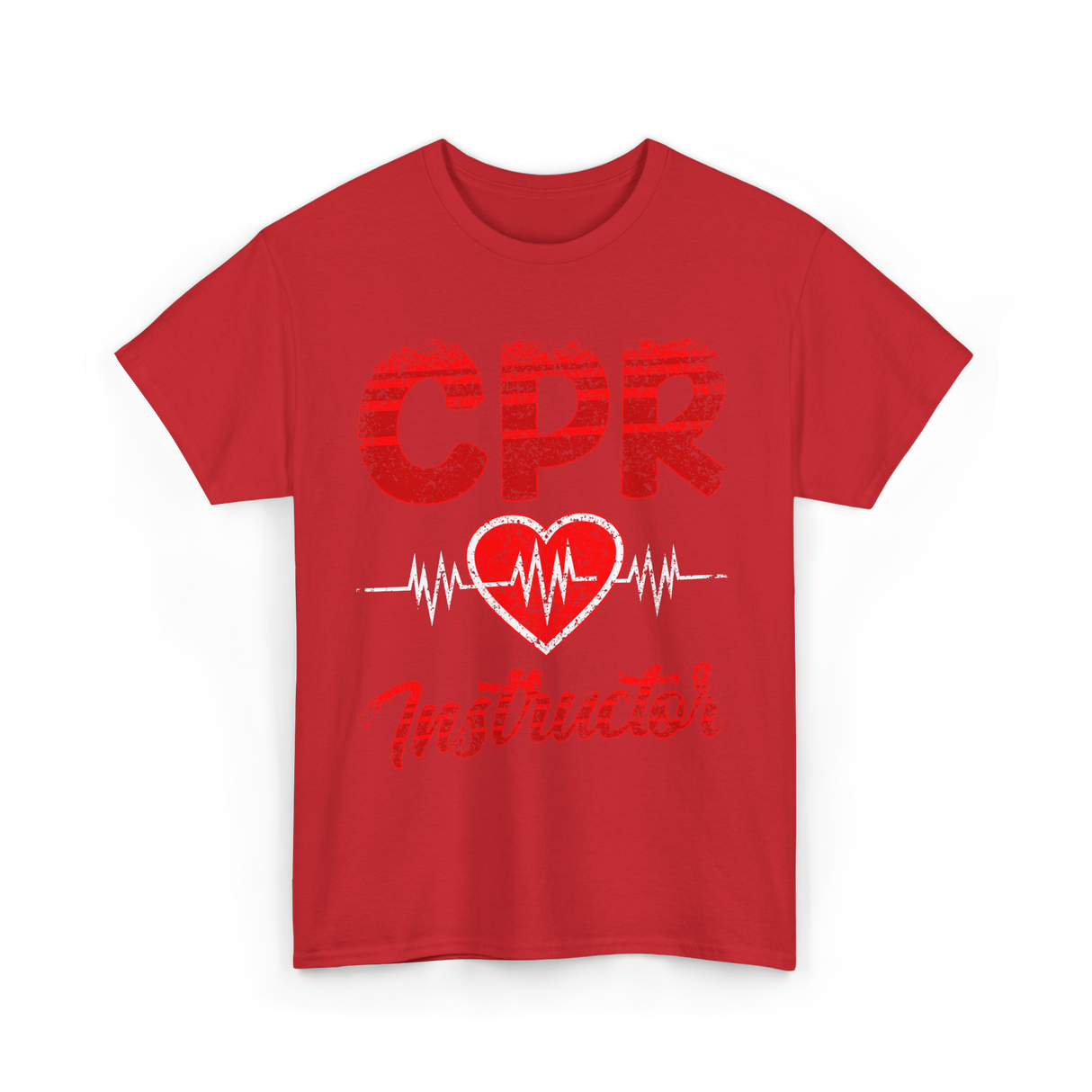 CPR Instructor Heart T-Shirt - Red