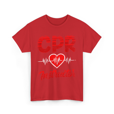 CPR Instructor Heart T-Shirt - Red