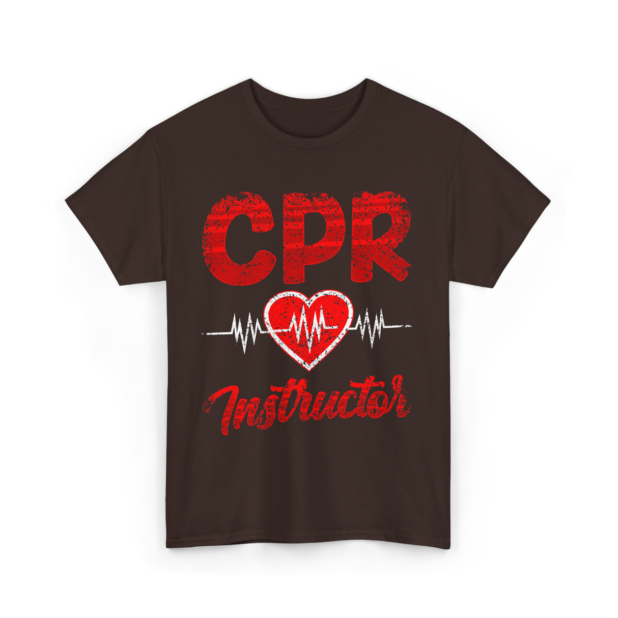 CPR Instructor Heart T-Shirt - Dark Chocolate