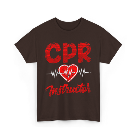 CPR Instructor Heart T-Shirt - Dark Chocolate