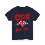 CPR Instructor Heart T-Shirt - Navy