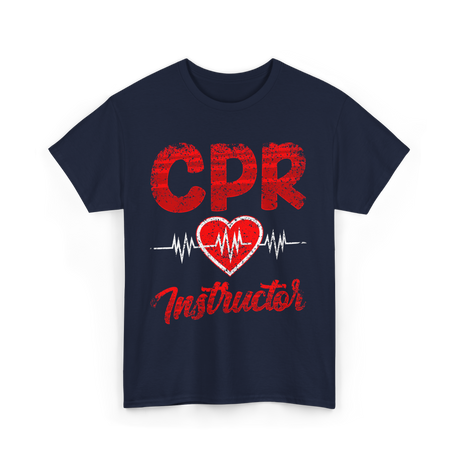 CPR Instructor Heart T-Shirt - Navy