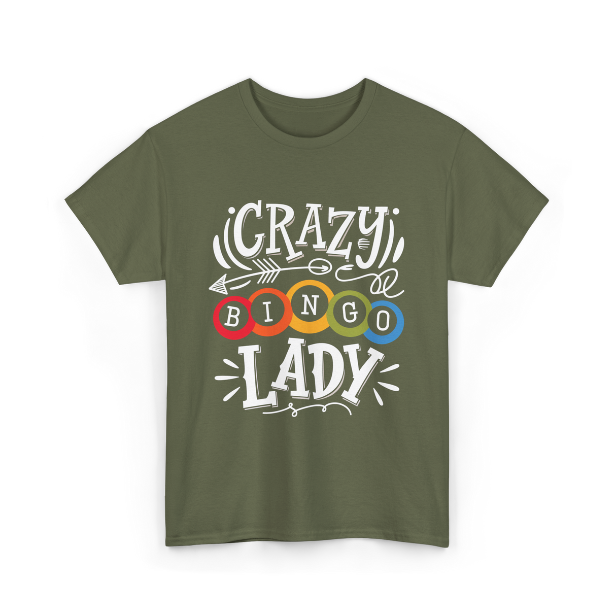 Crazy Bingo Lady Bingo T-Shirt - Military Green