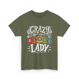 Crazy Bingo Lady Bingo T-Shirt - Military Green