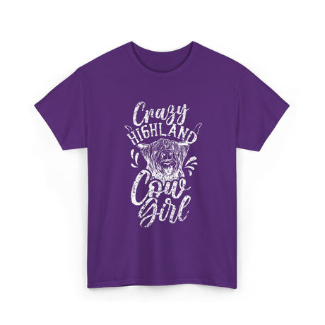 Crazy Highland Cow Girl Highland T-Shirt - Purple