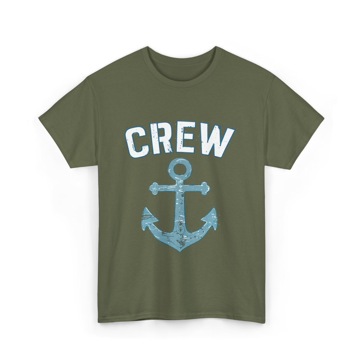 Crew Anchor Nautical Boating T-Shirt - Military Green