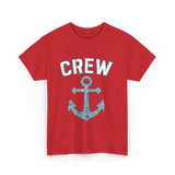 Crew Anchor Nautical Boating T-Shirt - Red