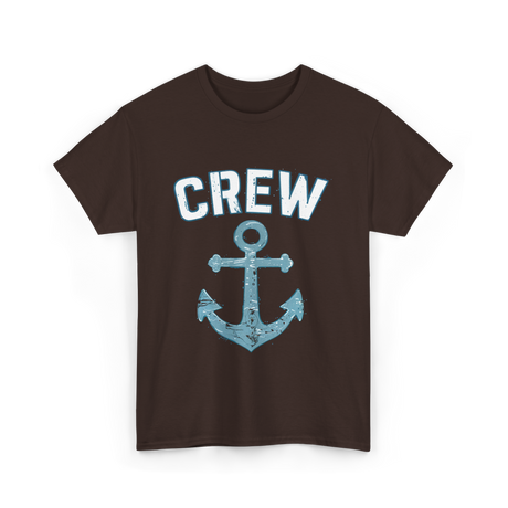 Crew Anchor Nautical Boating T-Shirt - Dark Chocolate