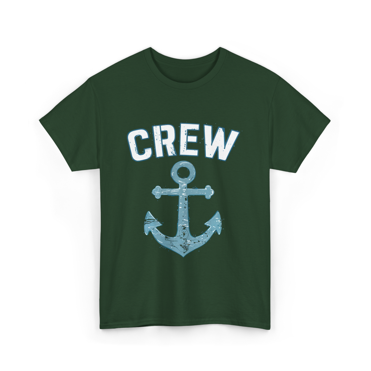 Crew Anchor Nautical Boating T-Shirt - Forest Green