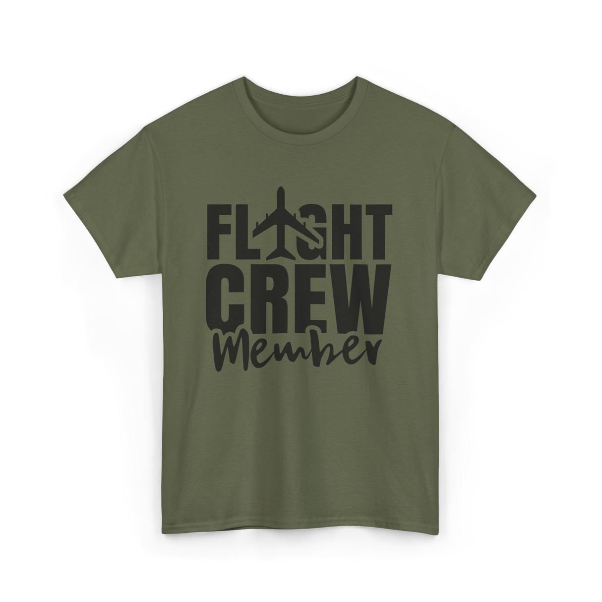 Crew Member Airplane Attendant T-Shirt - Military Green