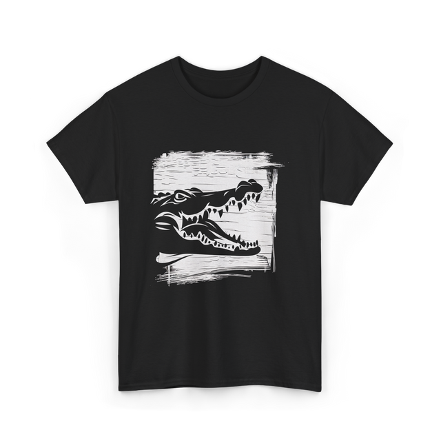 Crocodile Black Art Wildlife T-Shirt - Black