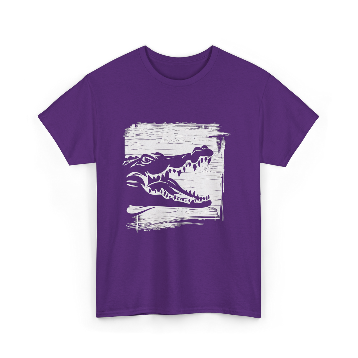 Crocodile Black Art Wildlife T-Shirt - Purple