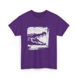 Crocodile Black Art Wildlife T-Shirt - Purple