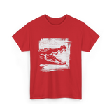 Crocodile Black Art Wildlife T-Shirt - Red