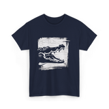 Crocodile Black Art Wildlife T-Shirt - Navy