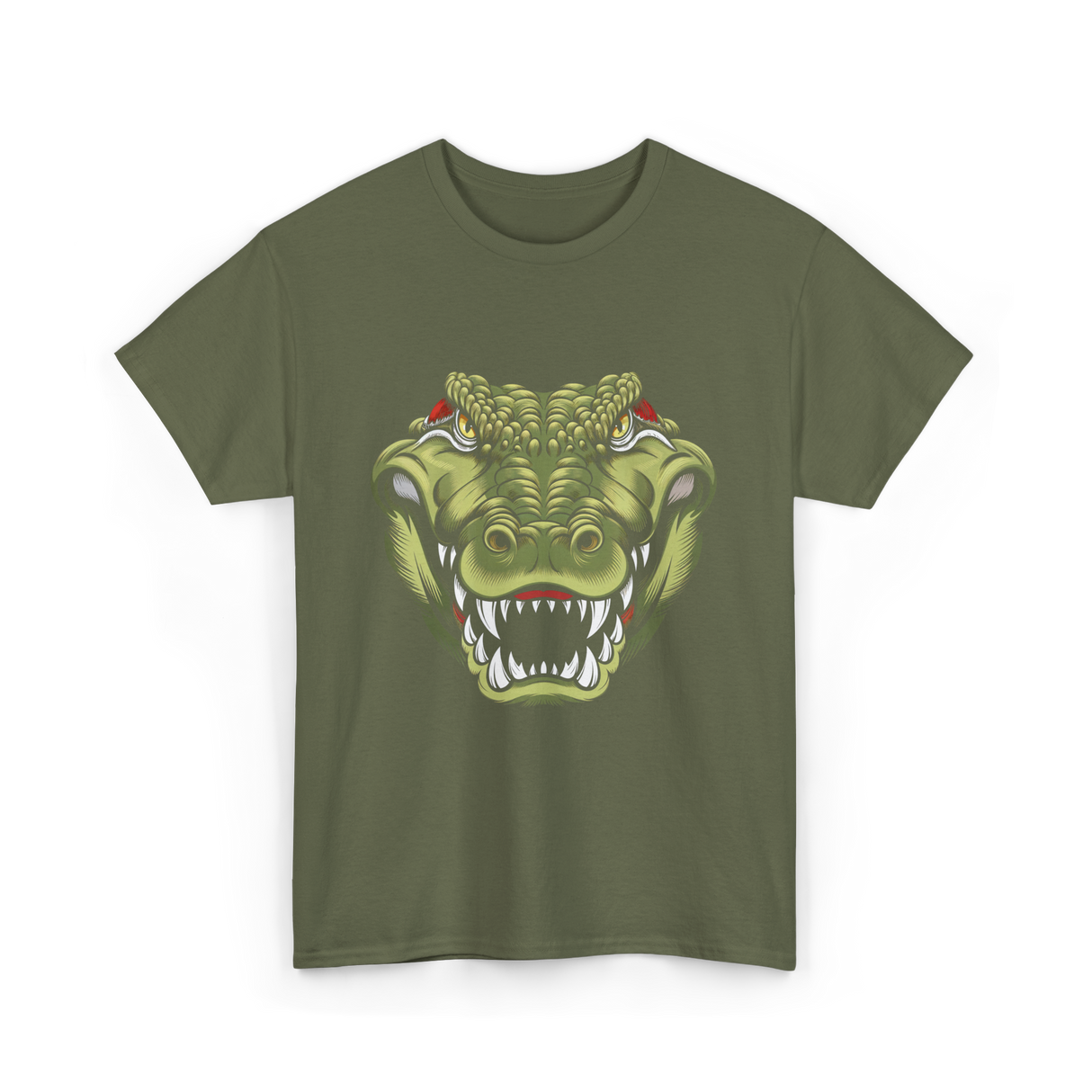 Crocodile Head Art Crocodile T-Shirt - Military Green