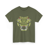 Crocodile Head Art Crocodile T-Shirt - Military Green