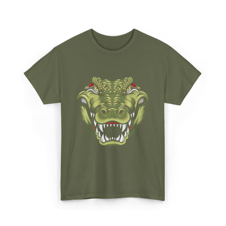 Crocodile Head Art Crocodile T-Shirt - Military Green